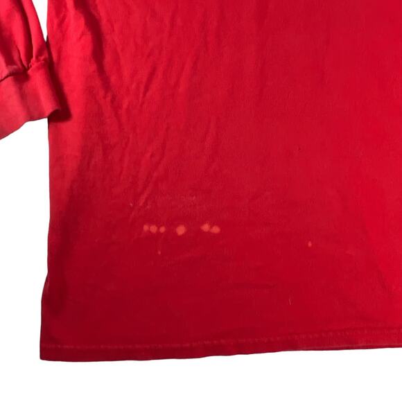 Gildan Men's Long Sleeve Crew Neck Tee Shirt Size Large Red 100% Cotton Holiday - Picture 5 of 12